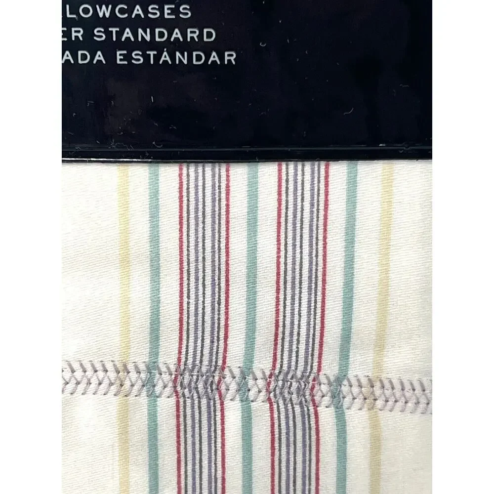 Ralph Lauren Claudia Stripe Standard Pillowcases 2 Cream Multi Pair Set